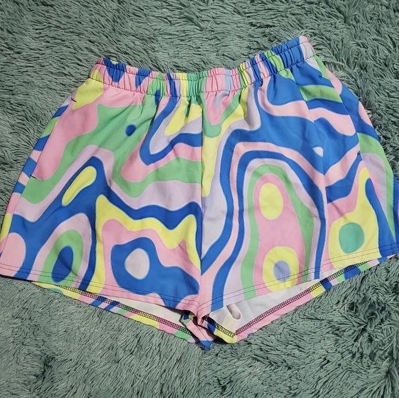 Women's Pastel Abstract Athletic Shorts - Picture 1 of 5